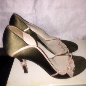Dior satin Pumps green and pink with box detail
